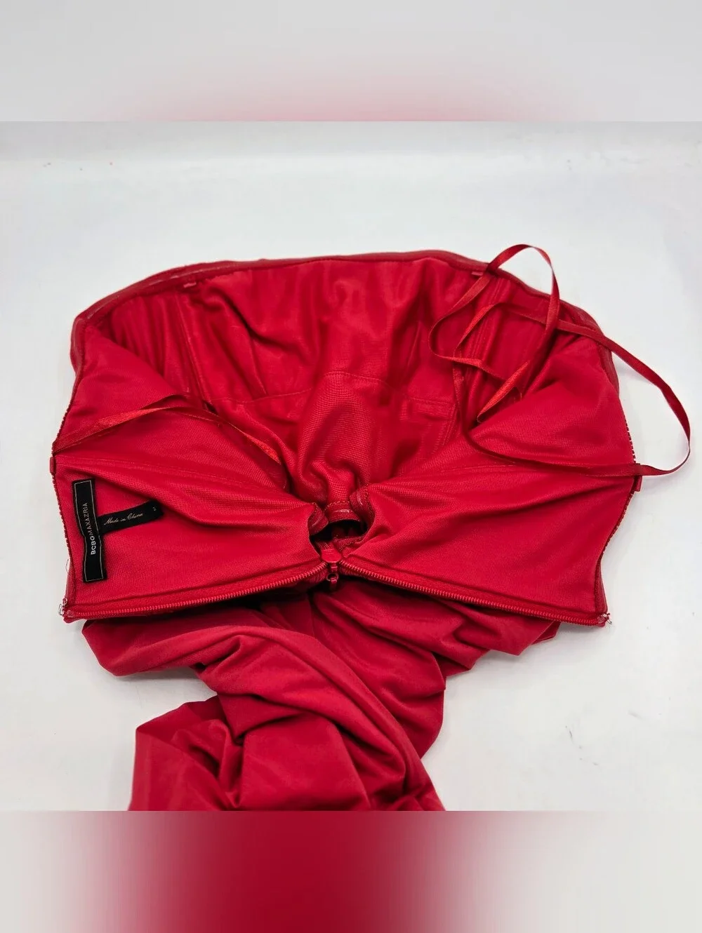 BCBGMAXAZRIA Marinola Ruched Maxi Dress / Gown Red Size M